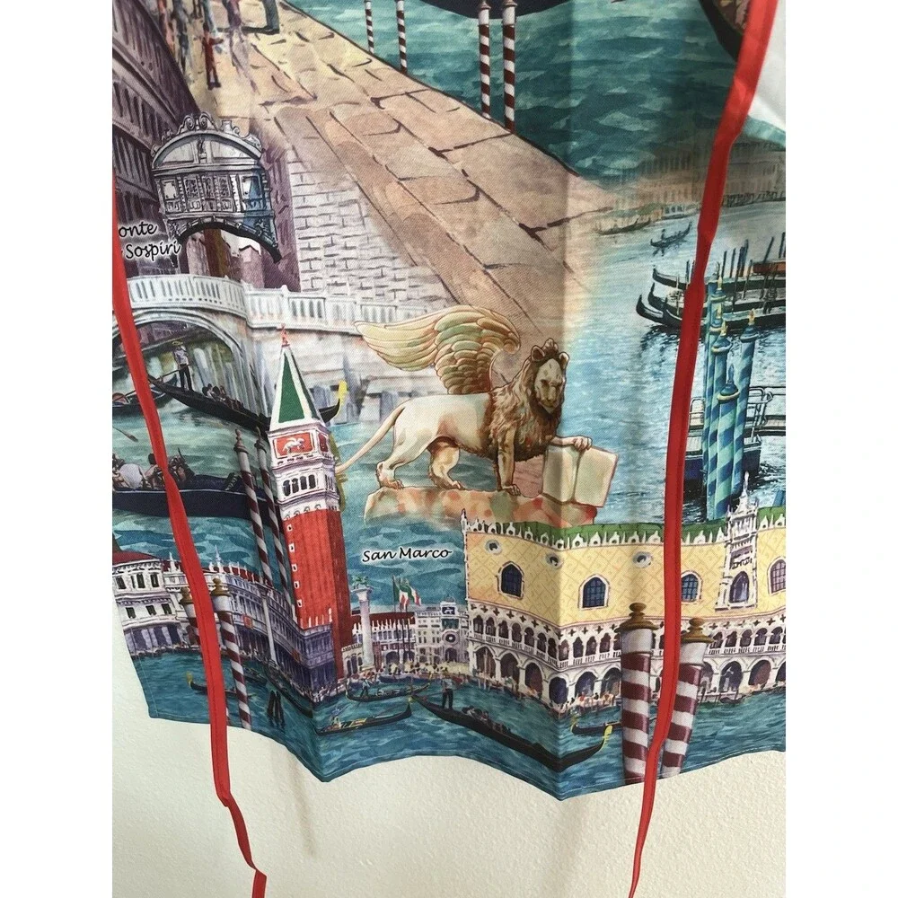 Venice Italy Travel Souvenir Cooking Apron Ponte Di Rialto Polyester Colorful